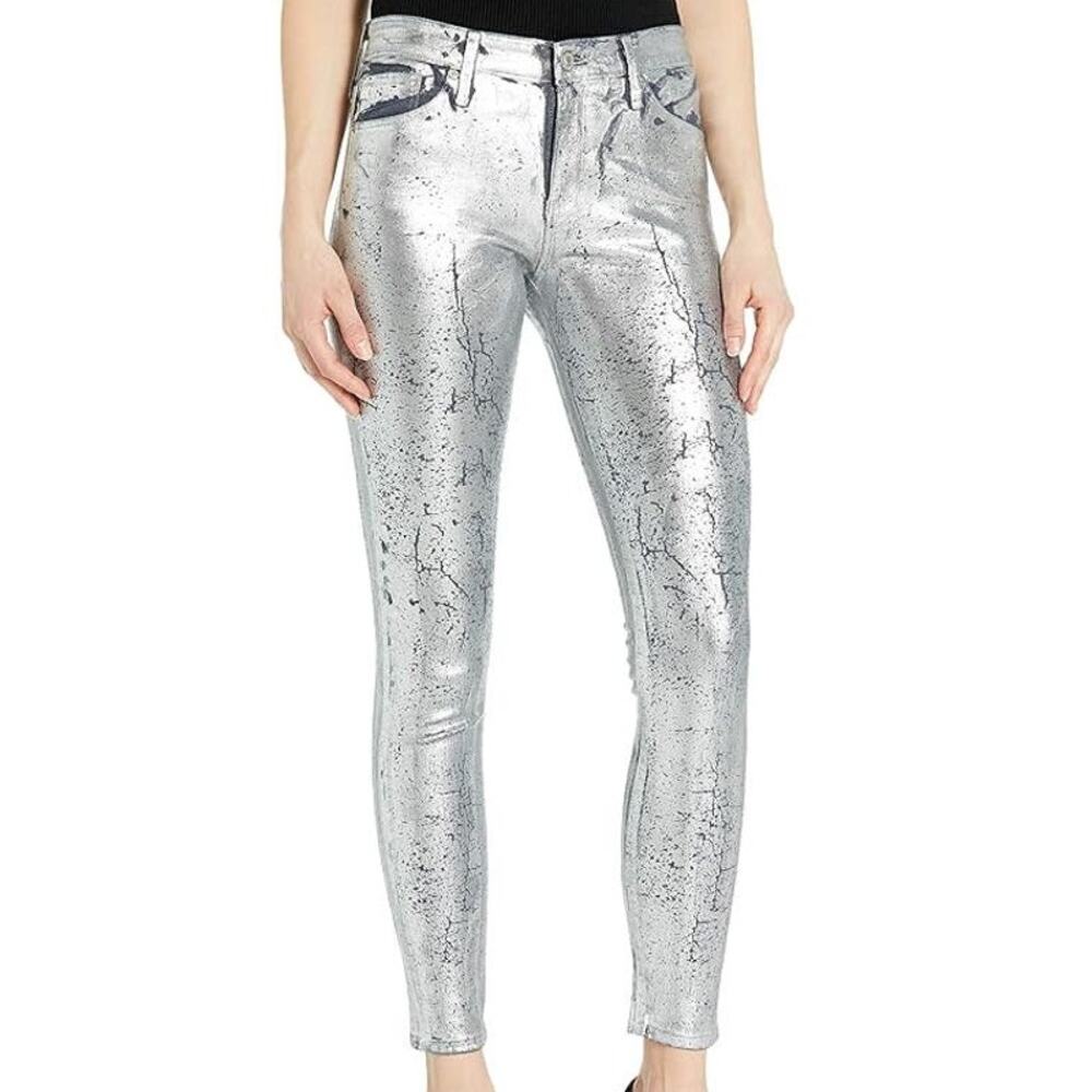 AG Adriano Goldschmied NWT The Farrah Skinny Ankle Coated Silver Denim Size 26R